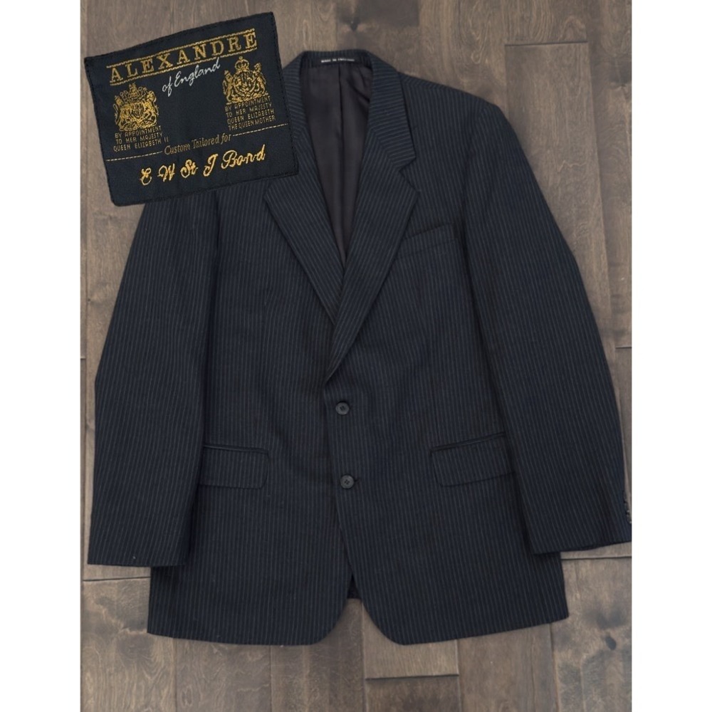 Alexandre of England Single Breasted Blazer Suit Mens 40R‎ Dark Grey Wool Jacket